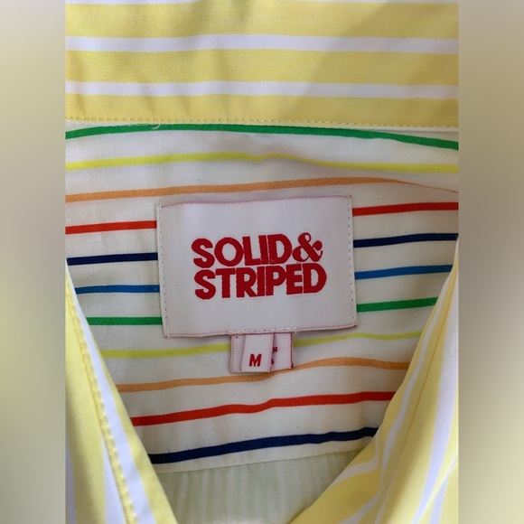 Free People Solid & Striped Rainbow Color Block Dress Shirt Size Medium - Picture 14 of 16